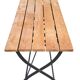 Vintage folding table in wood and black metal – slatted top