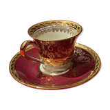 Cup and under cup with floral interior