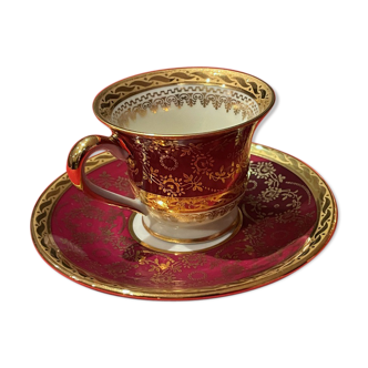 Cup and under cup with floral interior