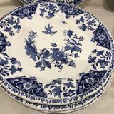 Lot of 5 flat plates and 5 plates Gien 1960, blue and white hollow