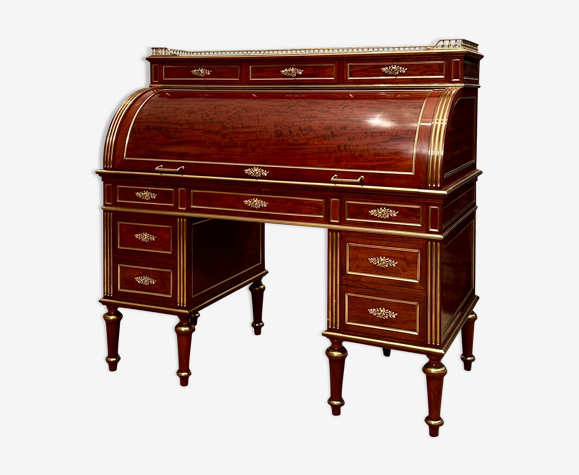 Bureau cylindre en acajou de style louis xvi epoque xixeme