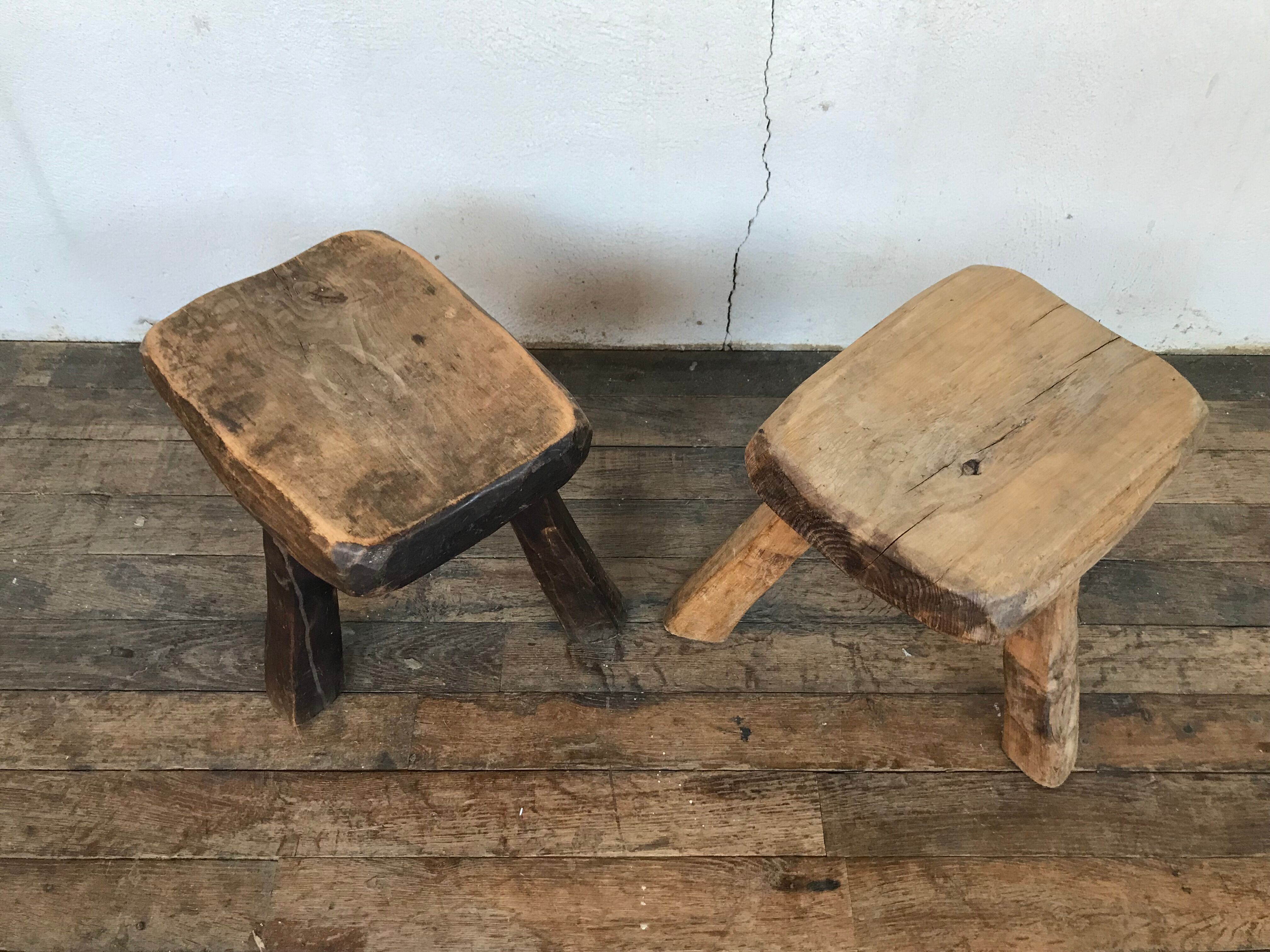 Pair of stools brutalist tripod gross desgin