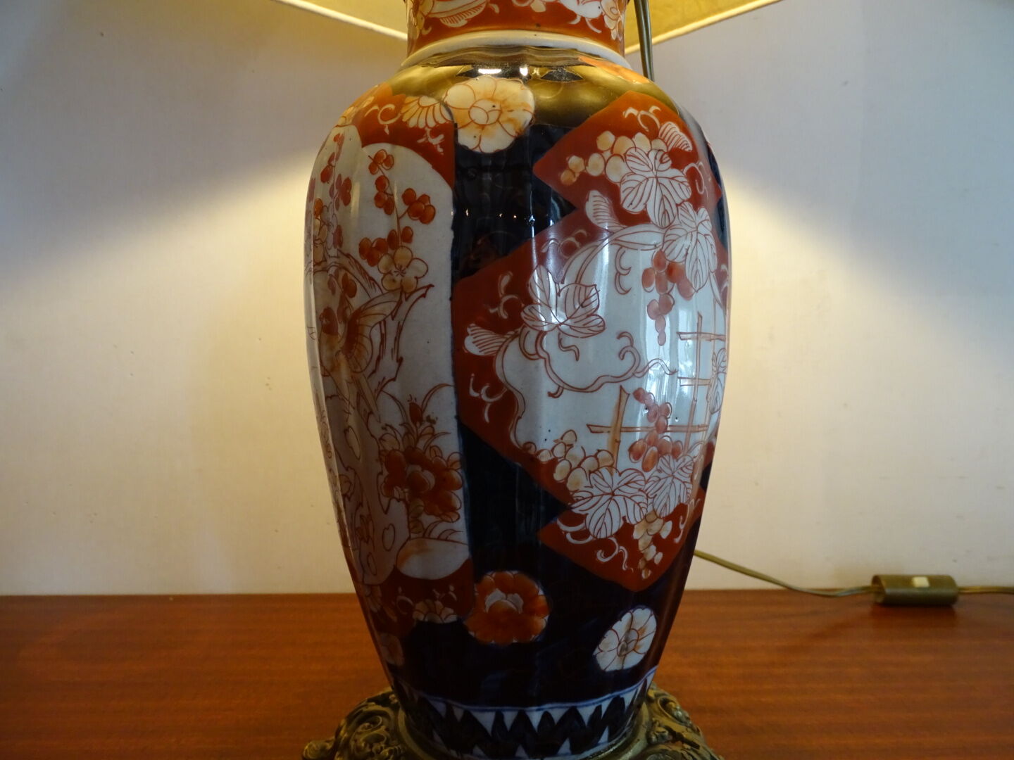 Faience lamp Imari XIXth foot bronze frame