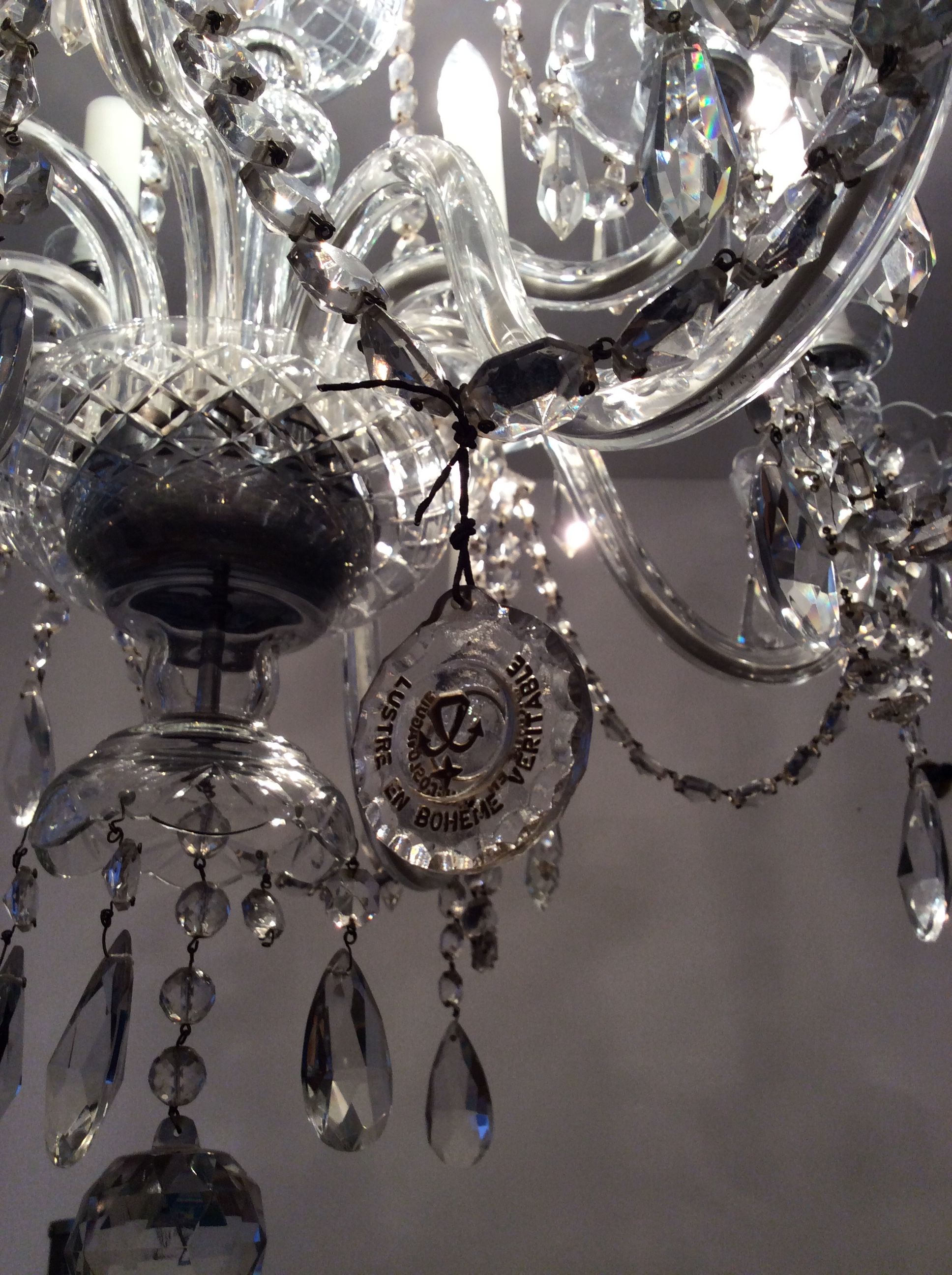 Old bohemian crystal chandelier for Deknudt
