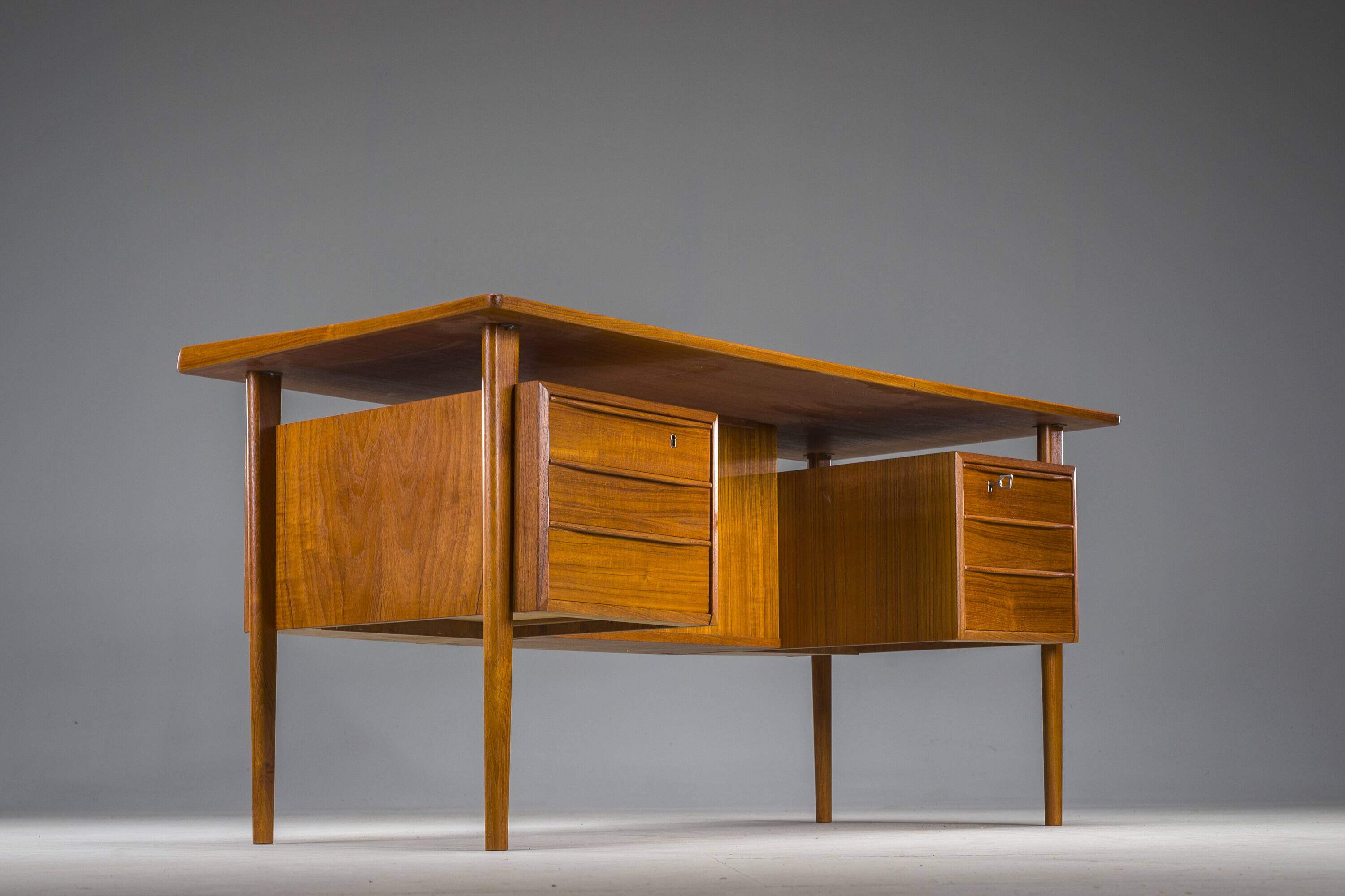 Danish Teak Desk by Peter Lovig Nielsen for Hedensted Mobelfabrik, 1972