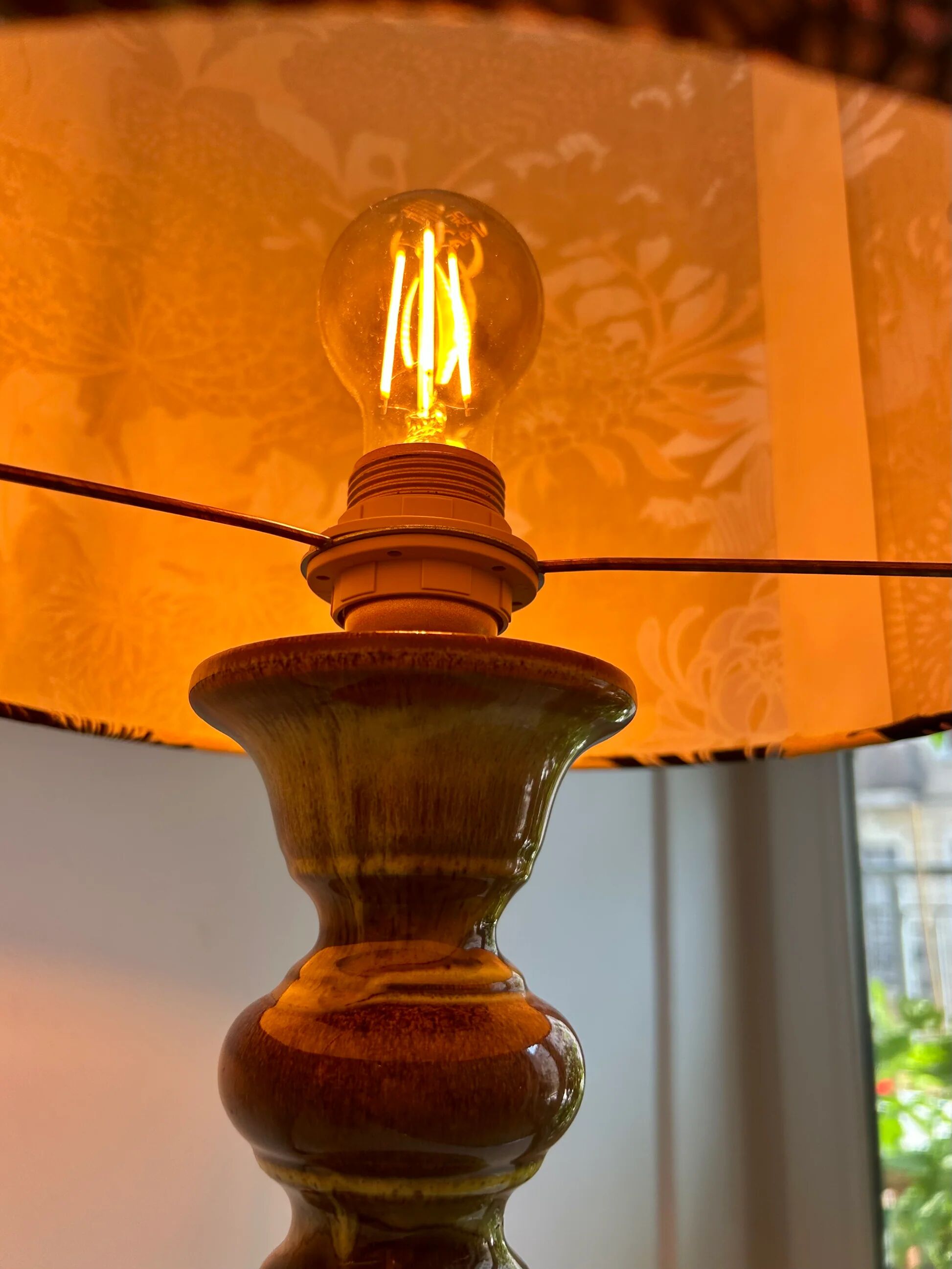 Lampe Fat Lava en forme de pagode Space Age avec glaçure verte dégradée