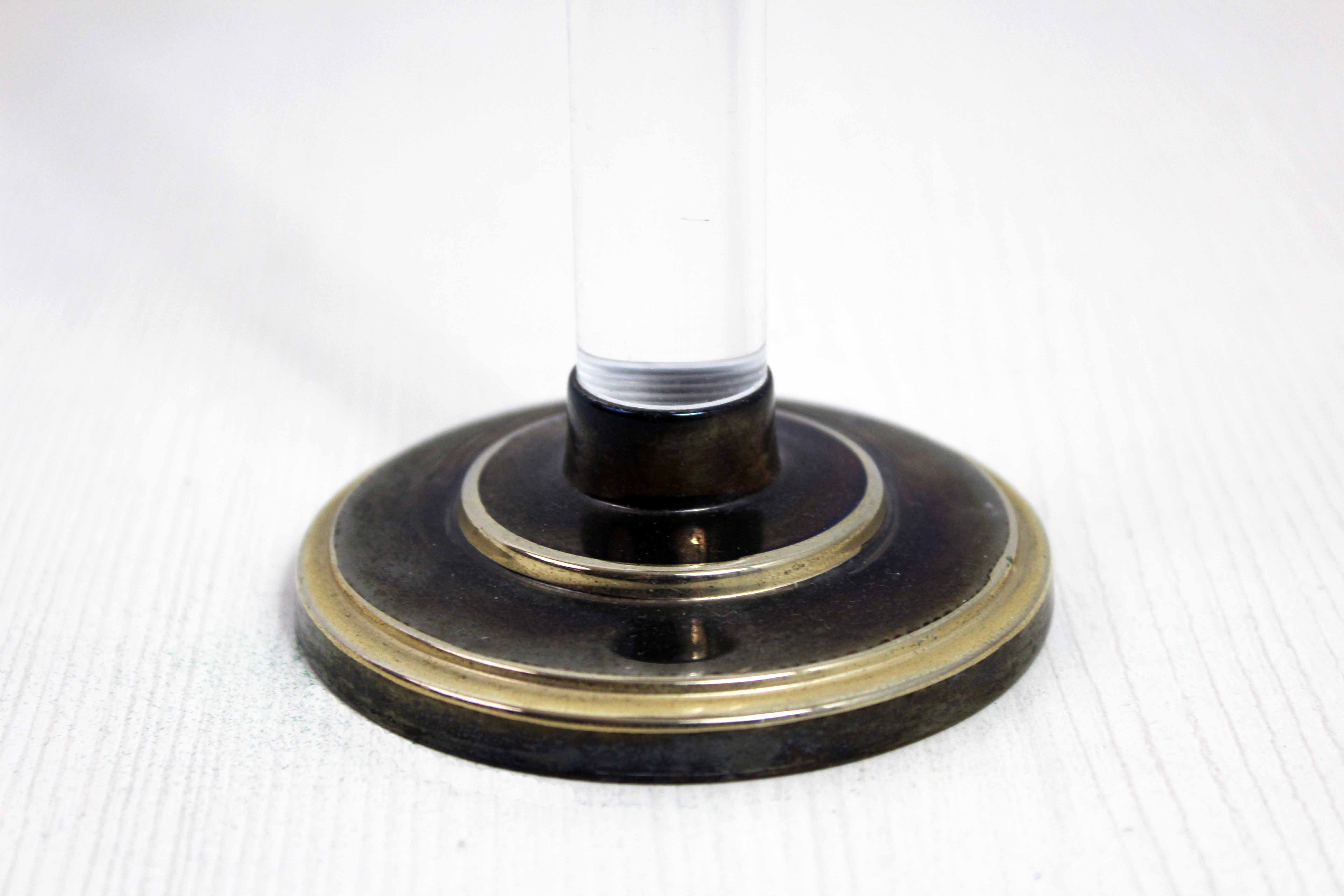 Vintage candle holder in lucite and brass