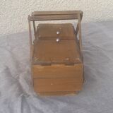 Sewing box in old varnished wood