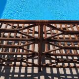 Ensemble salon de jardin une Banquette et un Fauteuil en bois Vintage