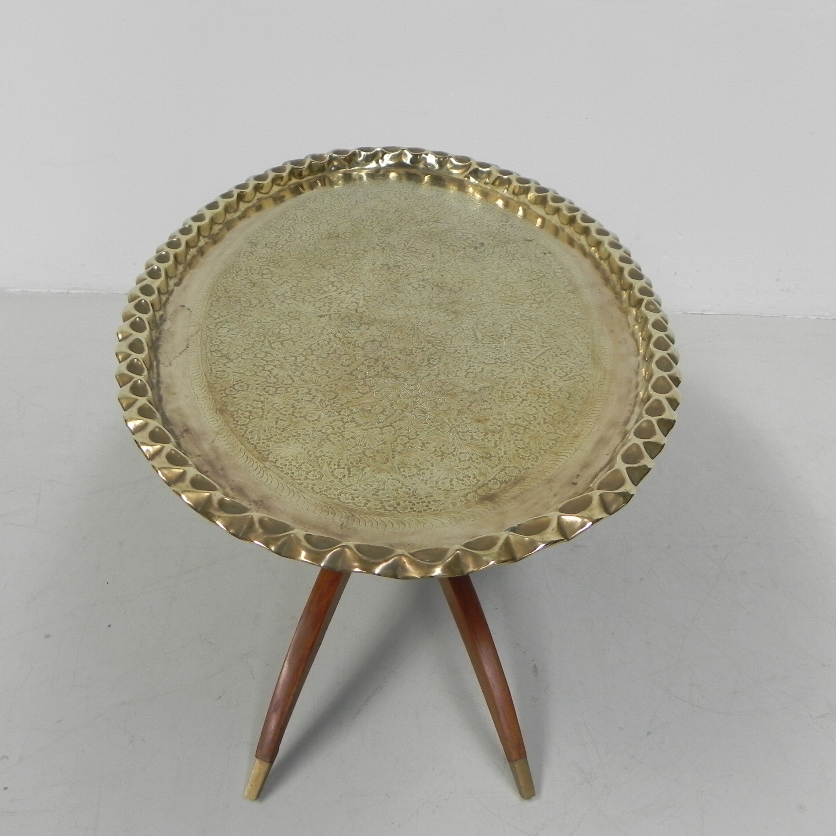 Moroccan brass tray table, ca 1950