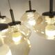 Light smoked glass water drop chandelier with 6 drops from the 1960s.
