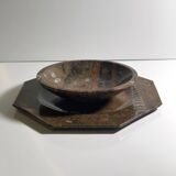 Ammonite Fossil Marble Placemat Bowl and Plate