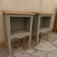Pair of restored antique bedside tables painted in verdigris.