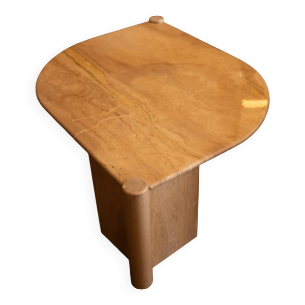 Table basse italienne vintage en travertin - Années 80