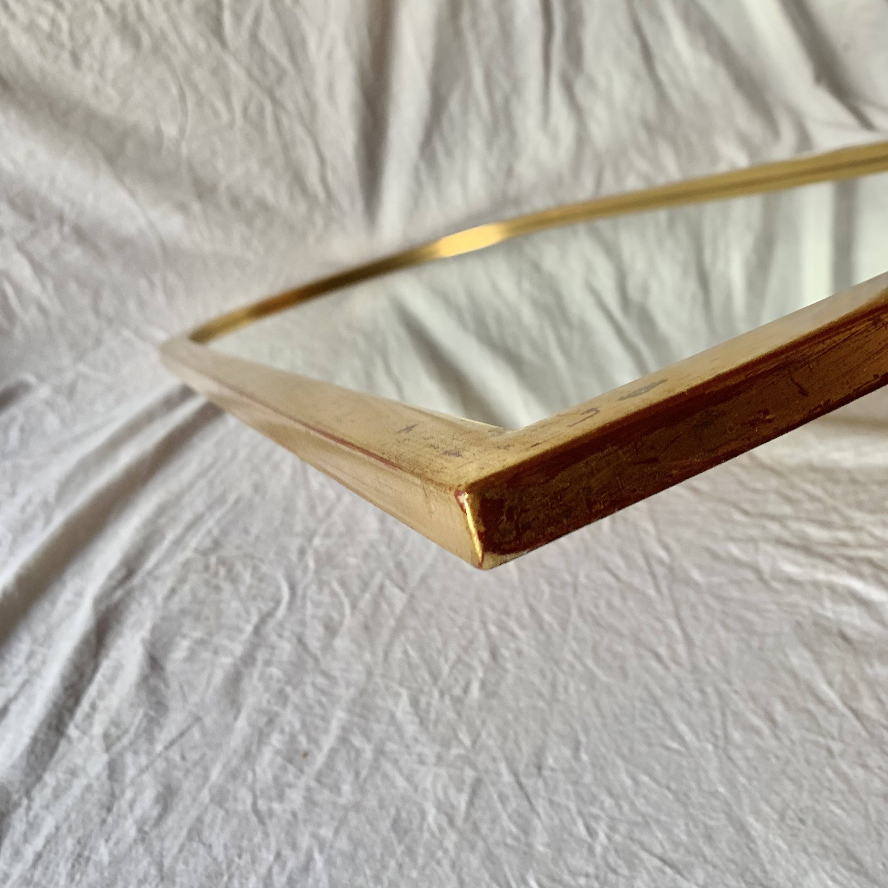 Deknudt vintage arch mirror in gilded wood - height: 79 cm