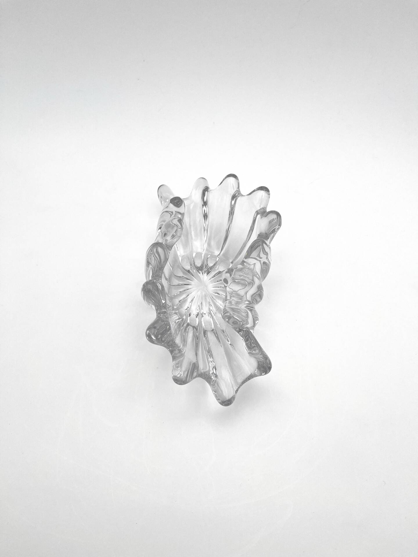 Ouraline Coupe Blown Glass Bohemia Shell Sculpture 1950