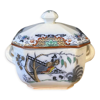 Covered Lunéville casserole dish with Asian decor