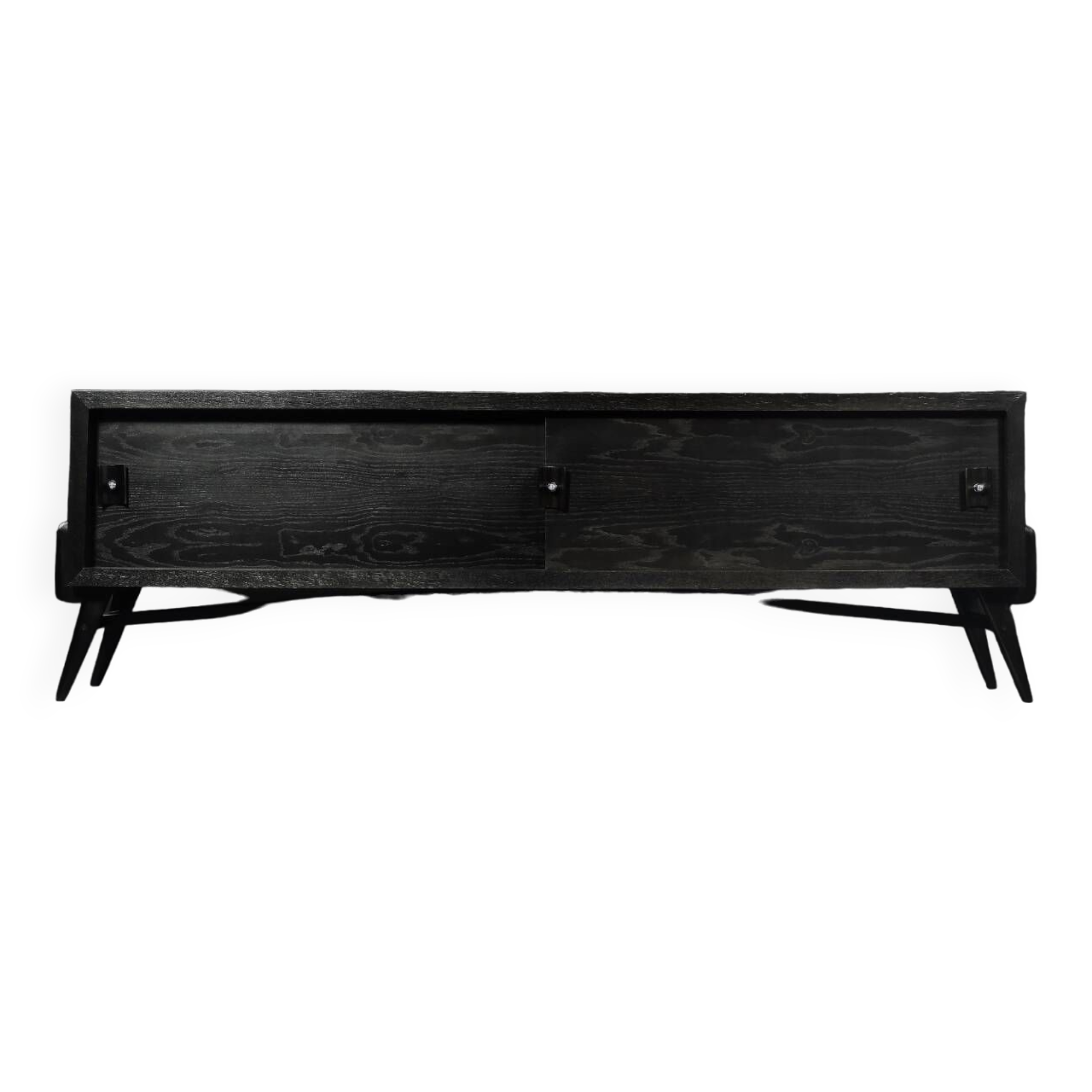 Mid-Century Modern Scandinavian Buffet in Dark Oak with Wooden and Metal Handles, 1960s