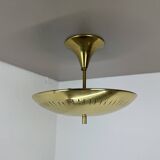 unique round  Brass Gino Sarfatti Style Ceiling Light Flushmount, Italy 1950s