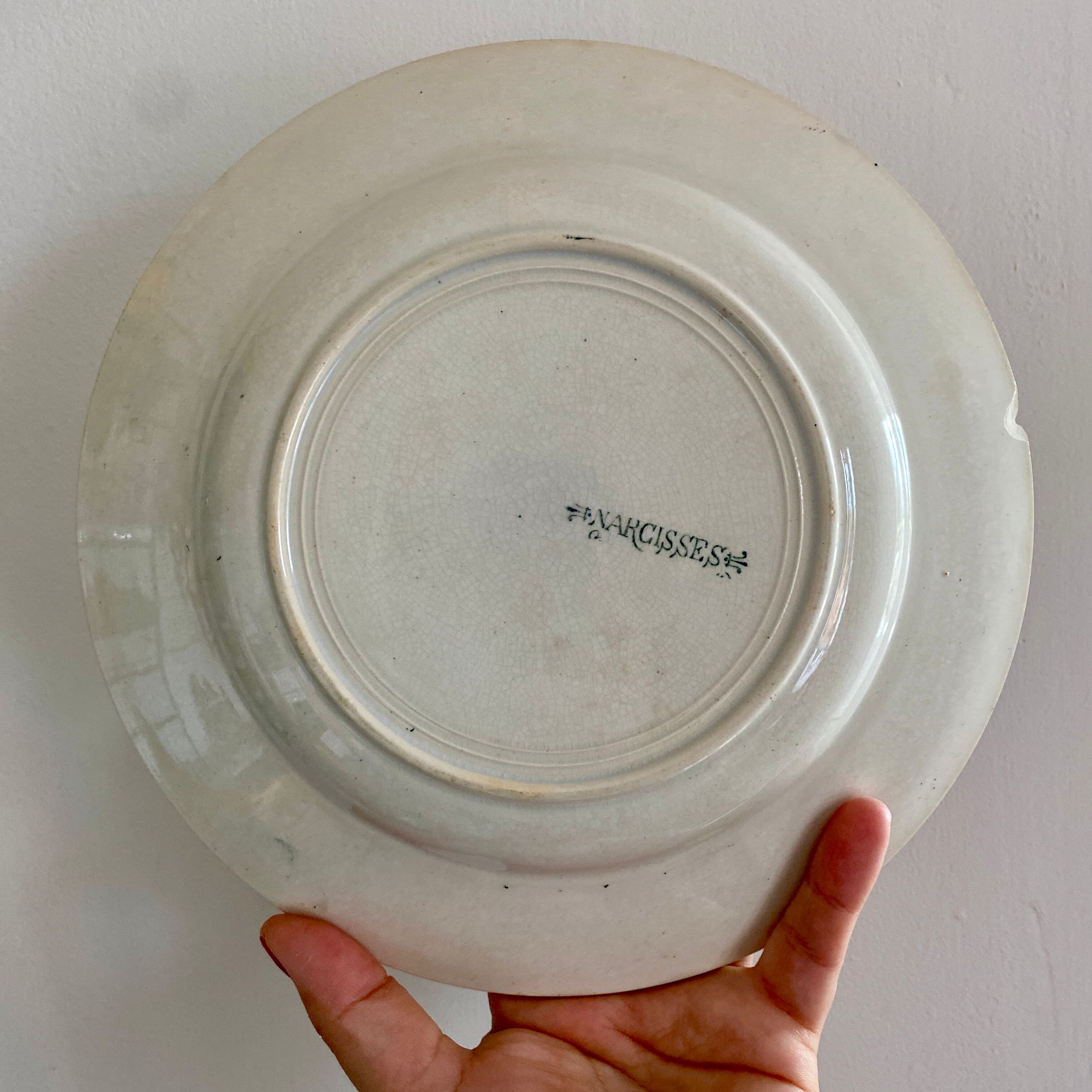 Lor of 6 vintage hollow plates in iron earth, mismatched models