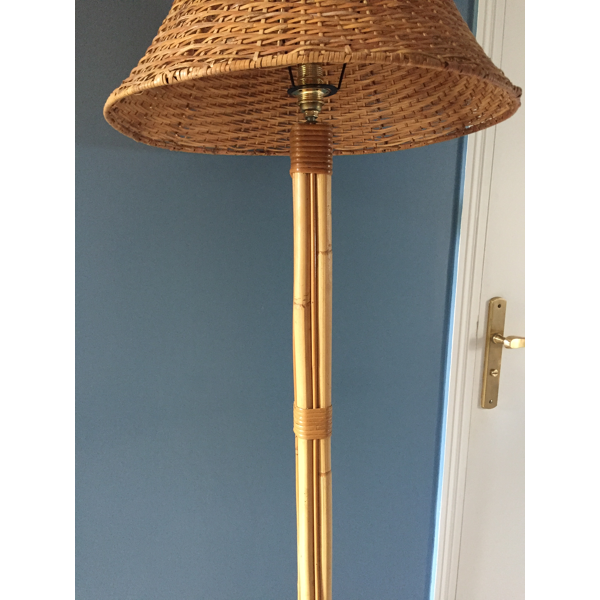Lampadaire en rotin bambou vintage 1960 Selency Lampadaire en rotin bambou vintage 1960 Selency