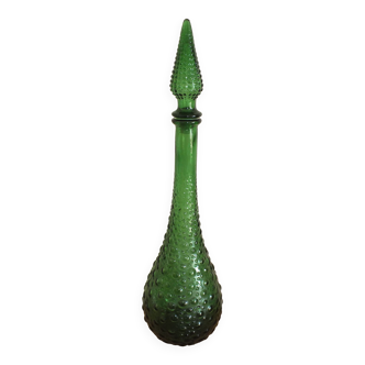 Green glass bottle made in Italy, Empoli