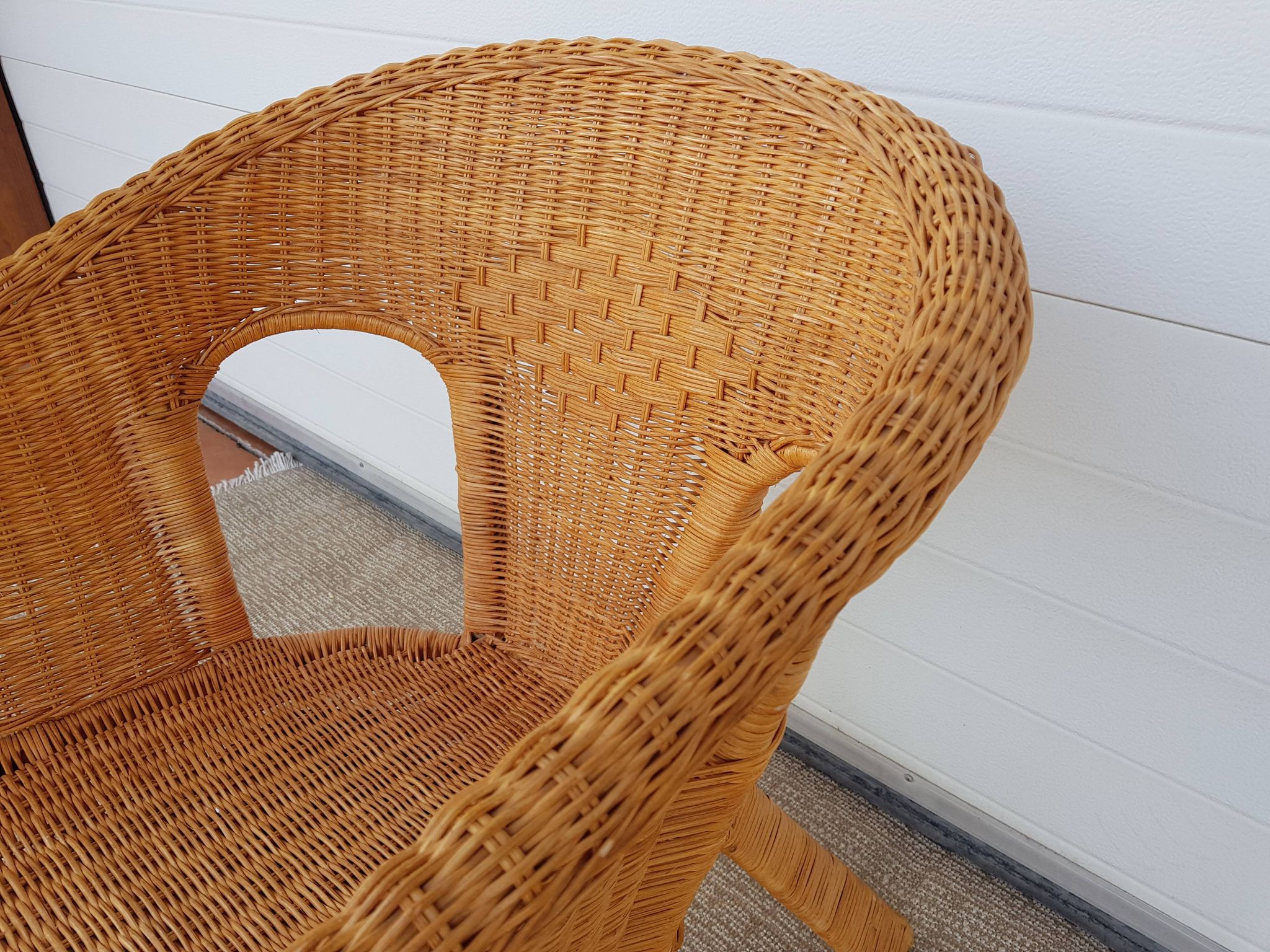 Fauteuil ancien années 50 60 en bambou rotin et osier vintage