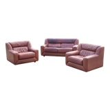 Pair of armchairs and De Sede sofa in cognac leather from the 70s/80s