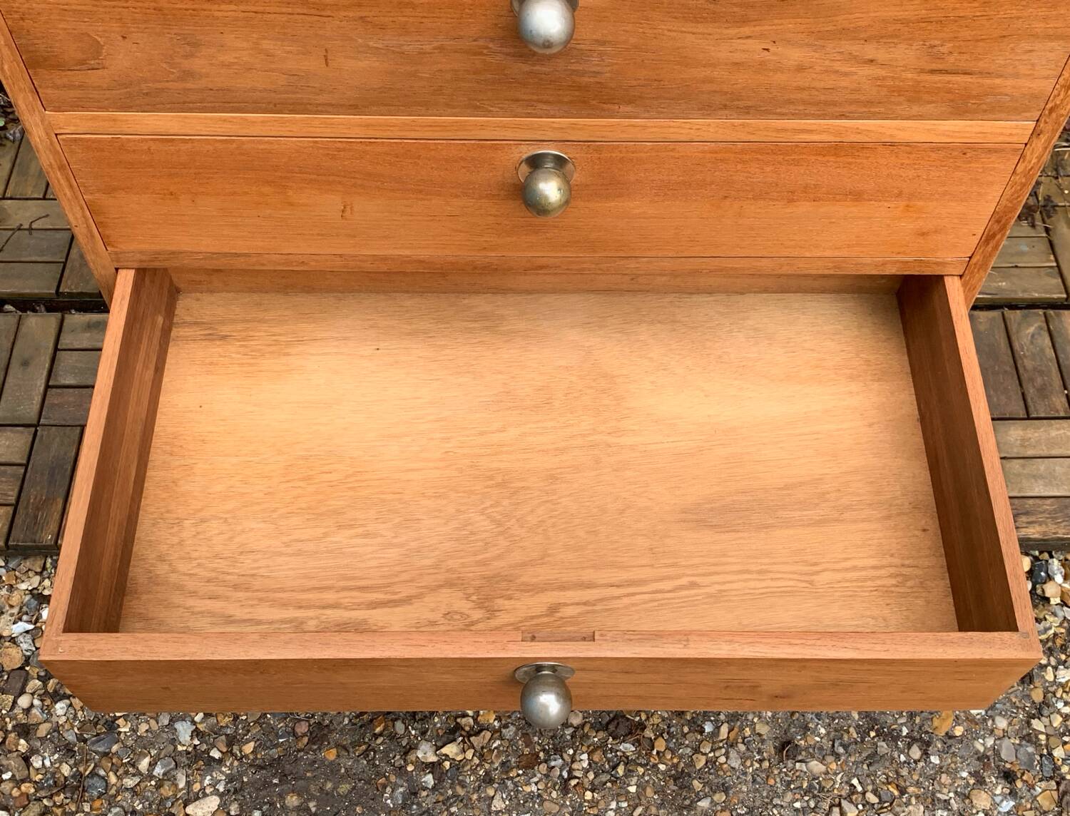 Vintage chest of drawers in solid raw wood from 1950