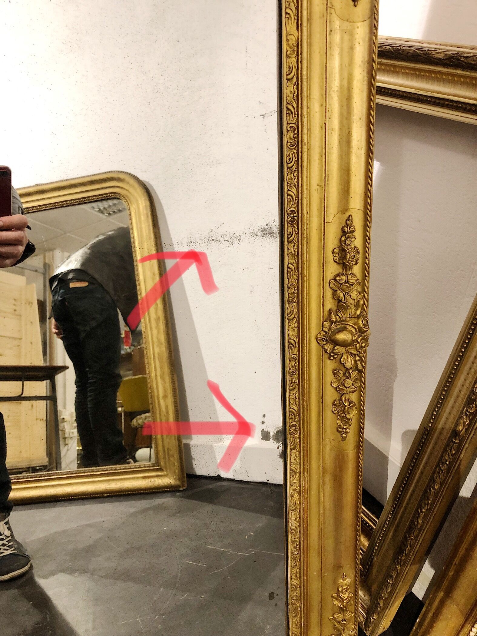 Mirror 125x97 cm beginning XIX gold leaf gilding