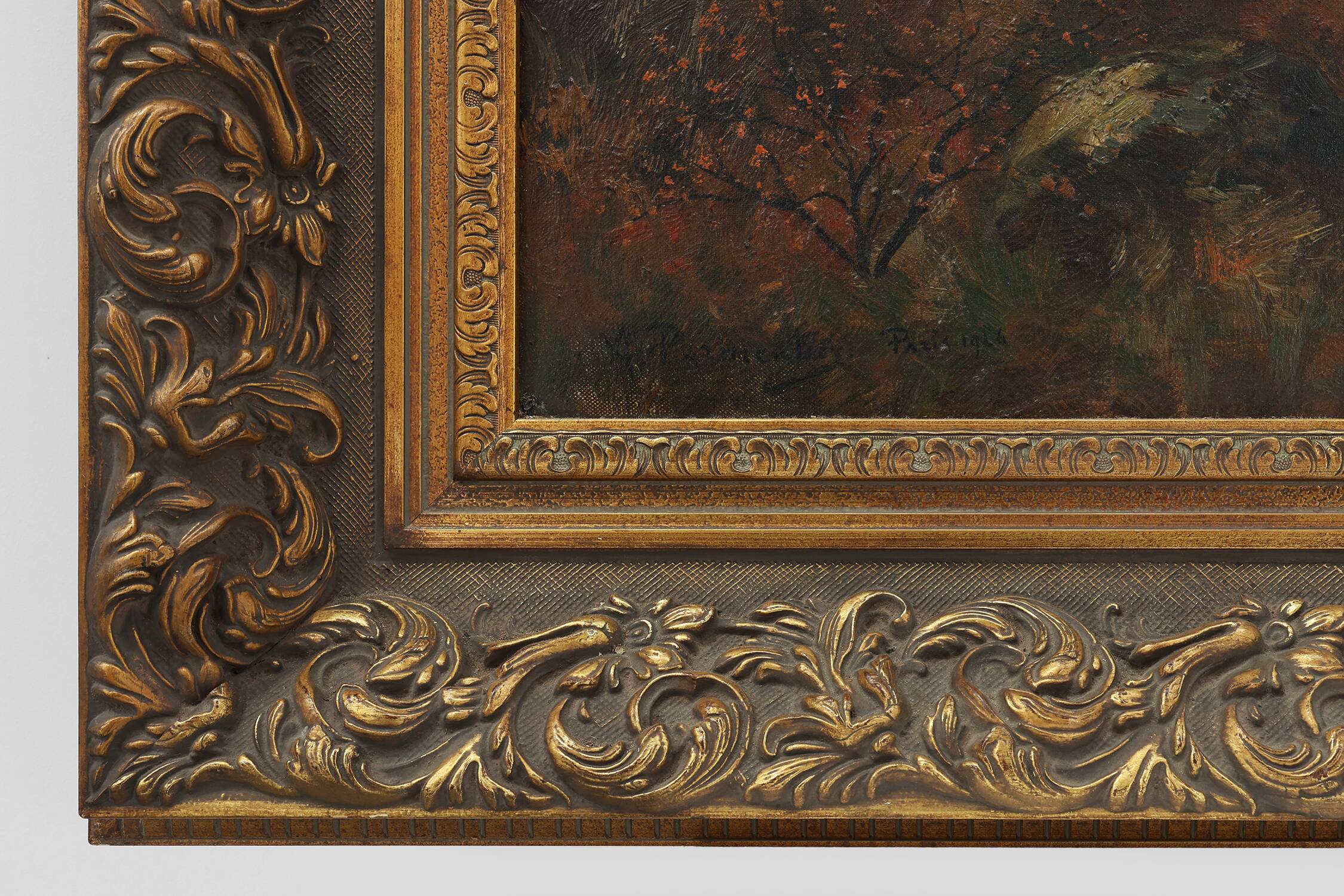 Signed French Oil on Canvas painting of a forest, Paris, 1926