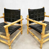 Ensemble de 3 fauteuils de safari suédois de conception de midcentury et ottoman
