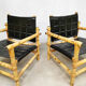 Ensemble de 3 fauteuils de safari suédois de conception de midcentury et ottoman