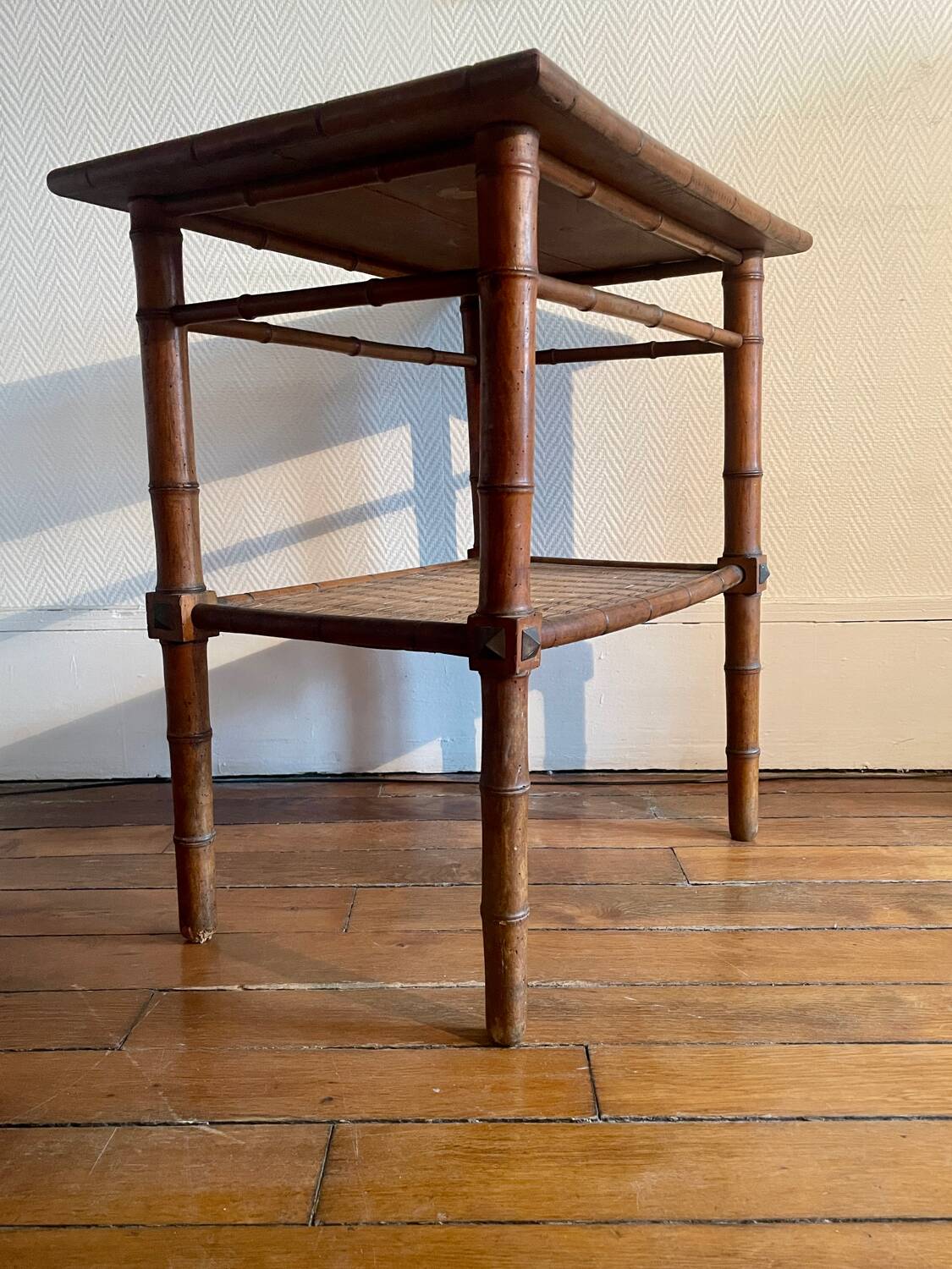 Colonial era bamboo imitation wood side table