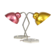 Lampes de table dorée et rouge du milieu du siècle, ensemble de 2