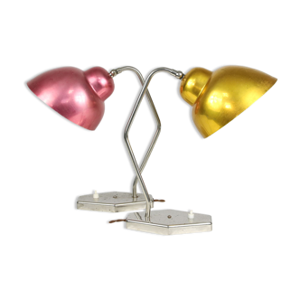 Mid-century Gold and Red Table Lamp, set of 2