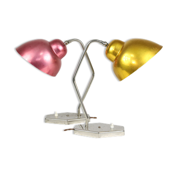 Mid-century Gold and Red Table Lamp, set of 2