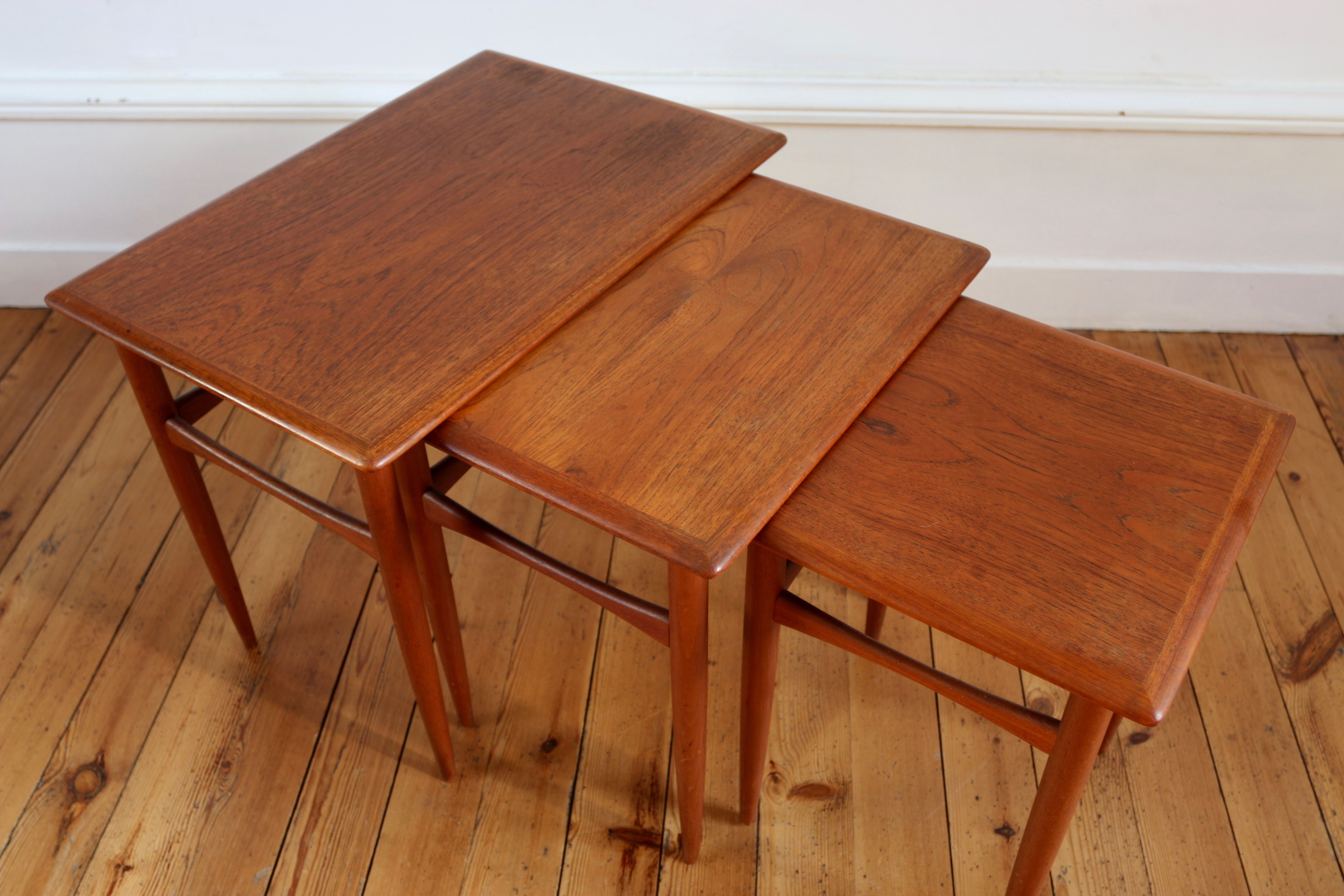 Scandinavian trundle tables made in teak Kai Kristiansen