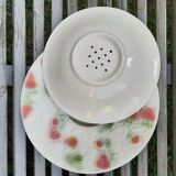 Assiette à fraises et égouttoir barbotine Salins