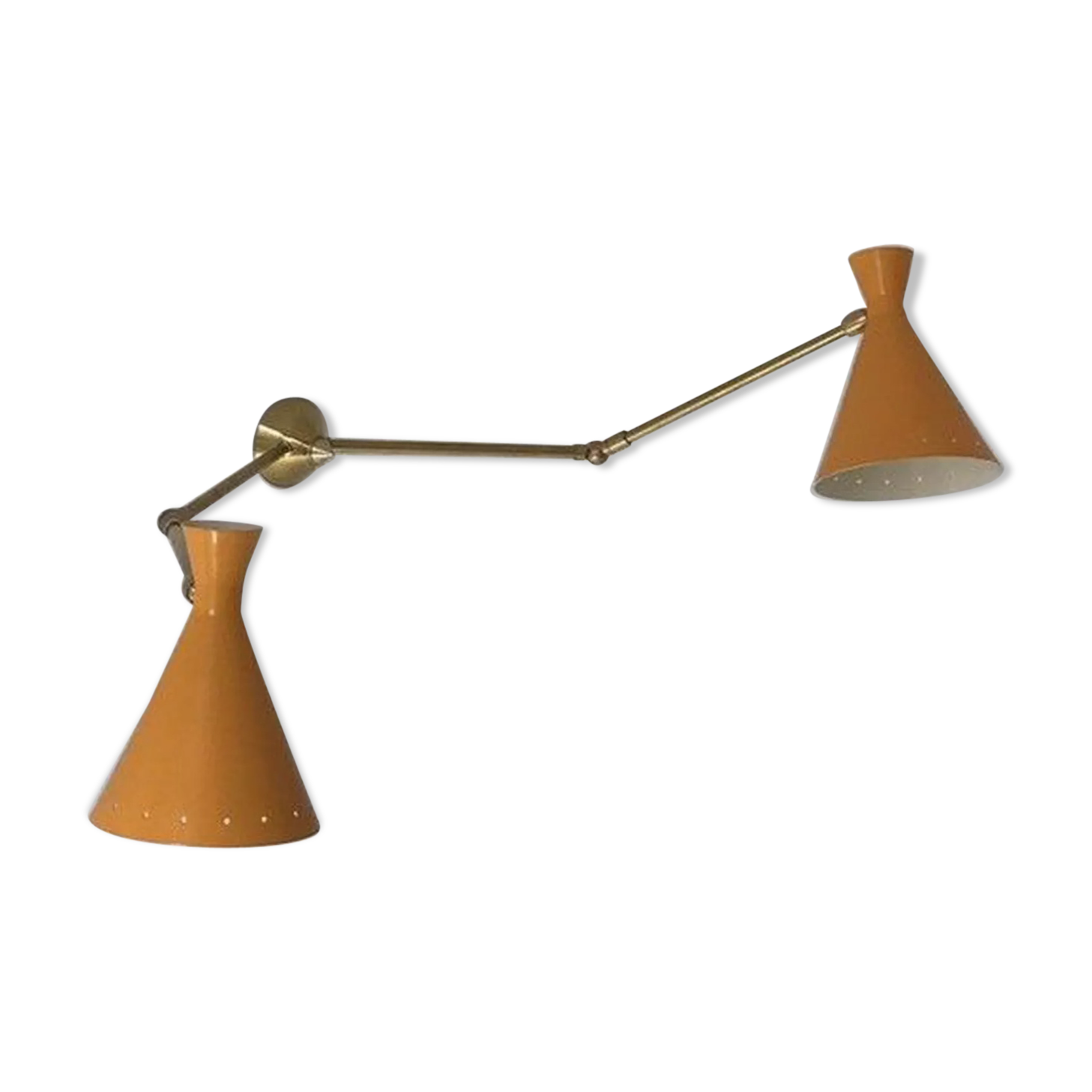 Italian double cone double wall lamp yellow-orange "casserole" from the 50's