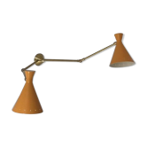 Italian double cone double wall lamp yellow-orange "casserole" from the 50's
