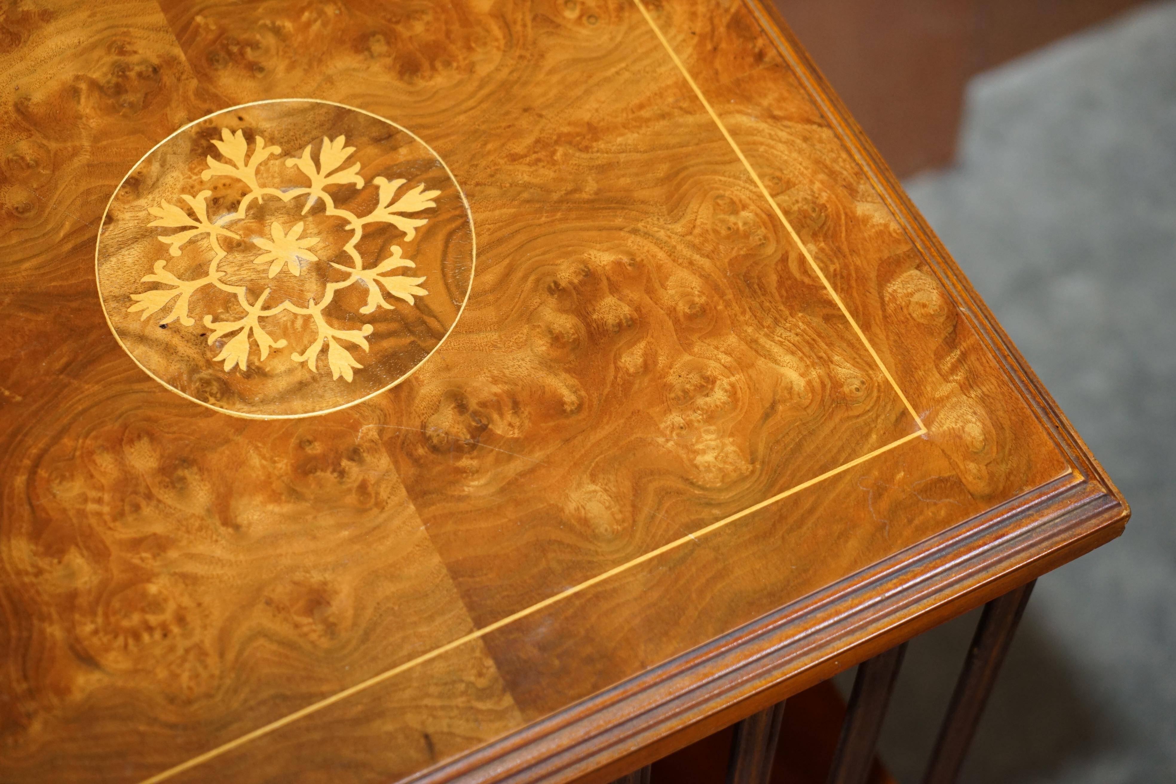 Vintage Style Sheraton Rotating Library Table in Elm and Satinwood