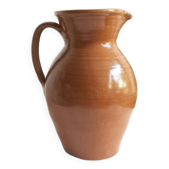 Very large old glazed terracotta jug H 40 cm