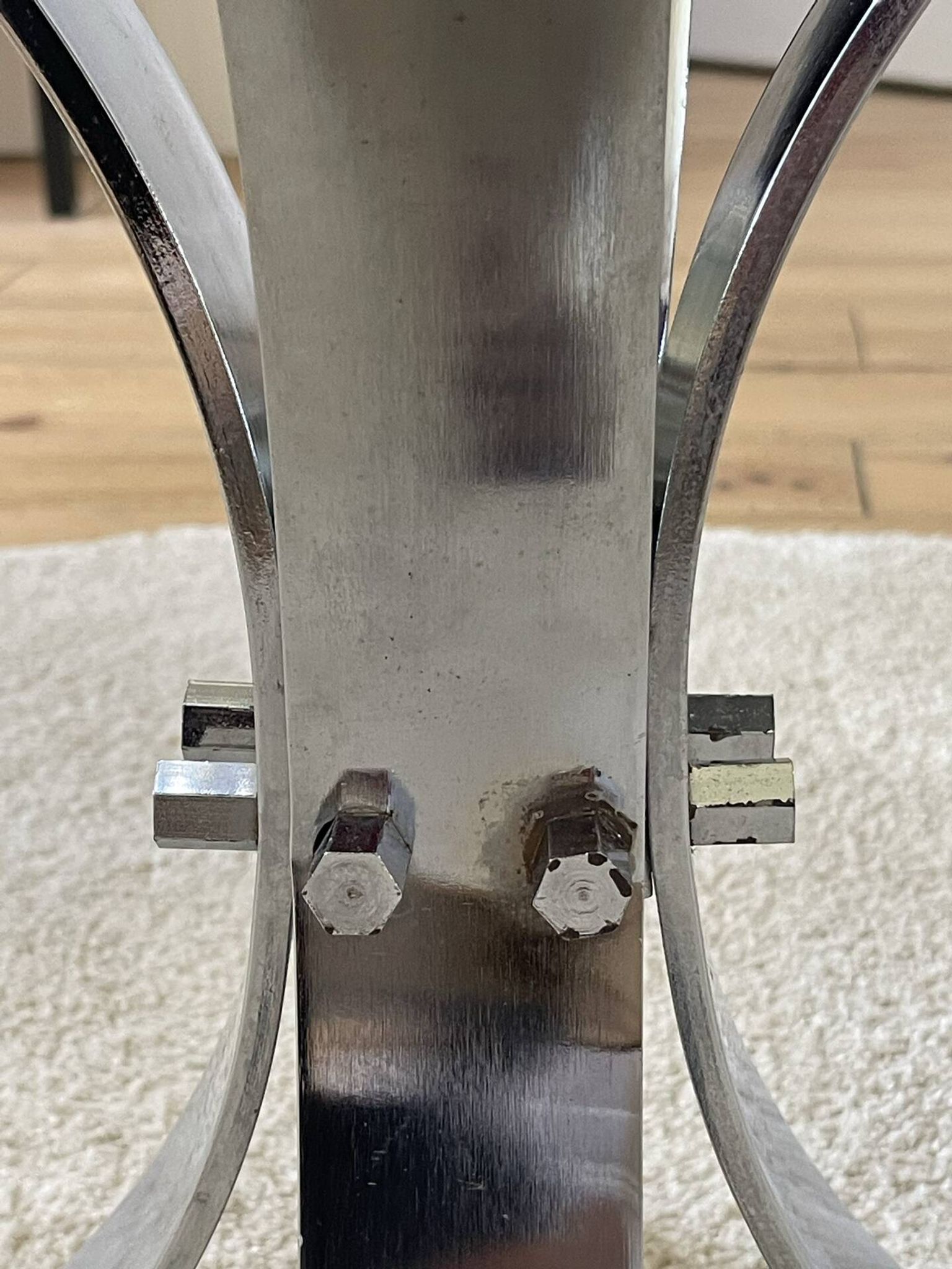 Vintage coffee table in glass and chrome