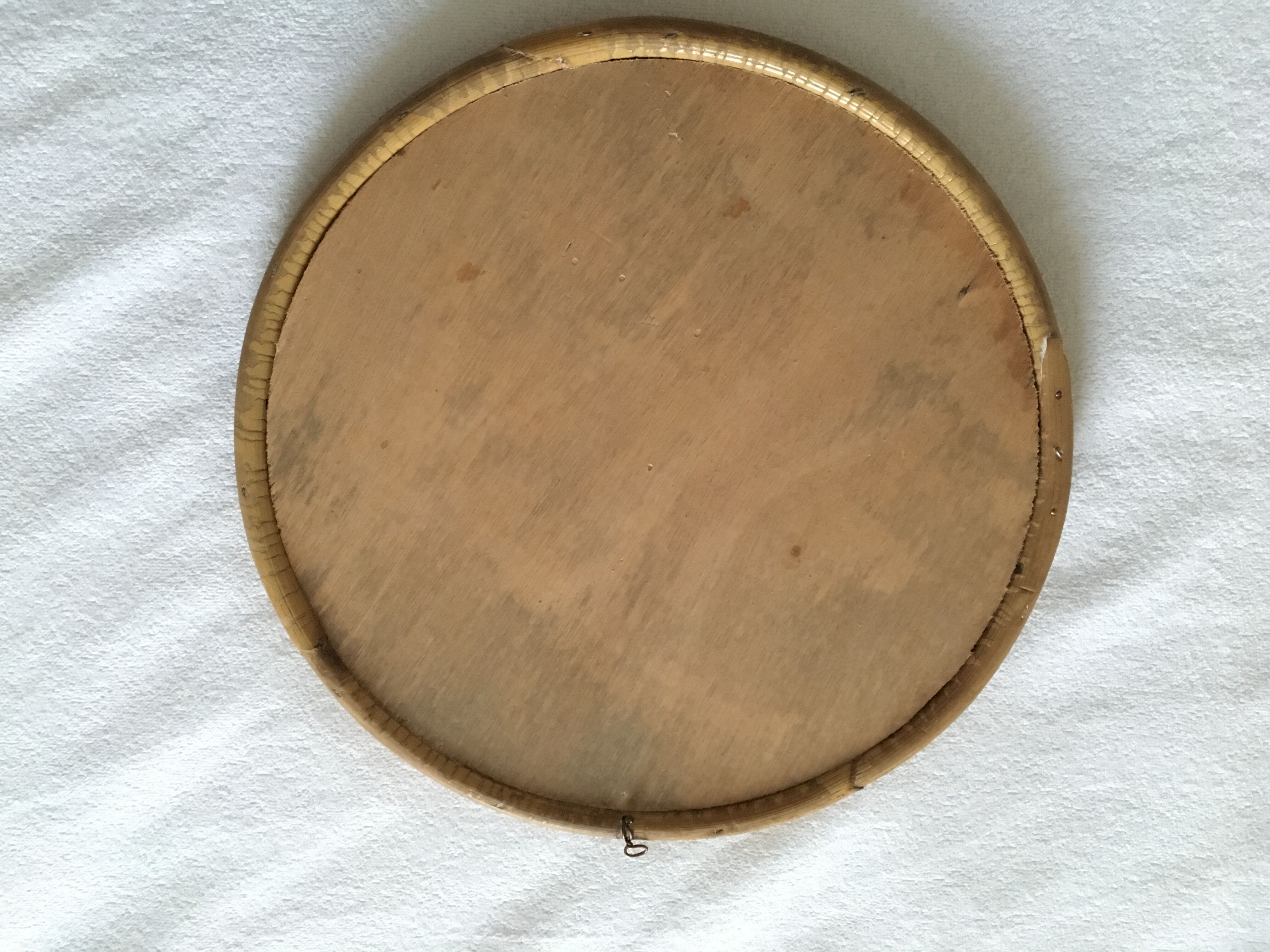 Vintage round rattan mirror 1950 29cm