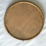 Vintage round rattan mirror 1950 29cm