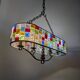 Large Italian Multi-Colored Hammered Crystal and Wrought Iron Chandelier