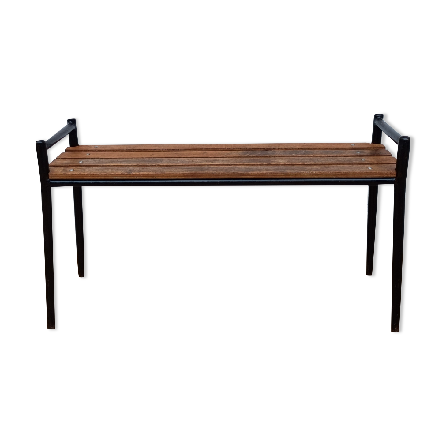 Bench in painted metal and wood, 100 cm