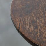 Round Antique English Oak Side Table from the 19th Century