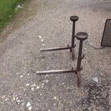 Shield fire with cast iron andirons